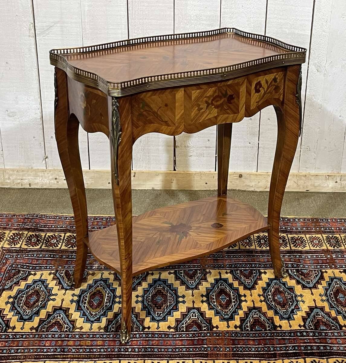 1970s Louis XV style side table in rosewood and beech.