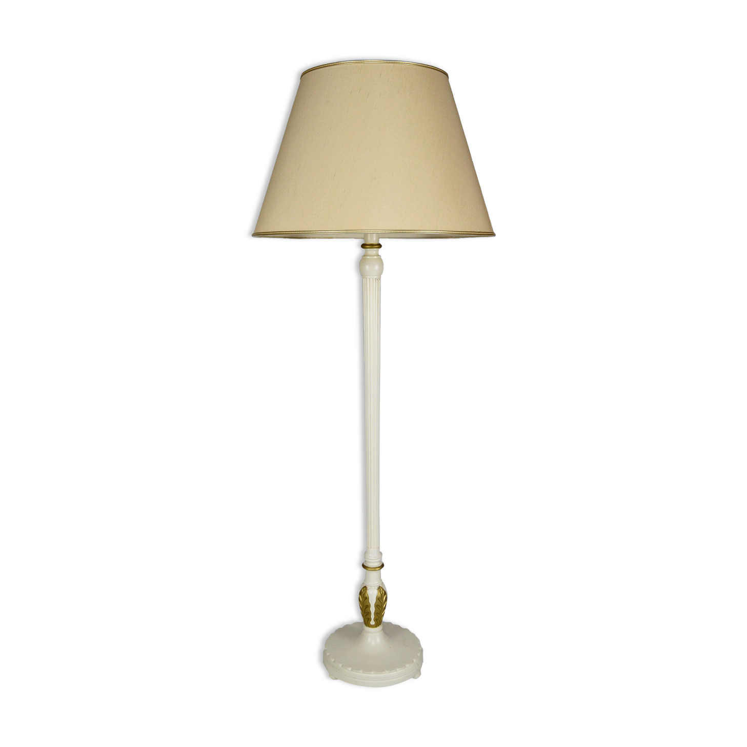 Art Deco floor lamp in white and gilded painted wood, 1925