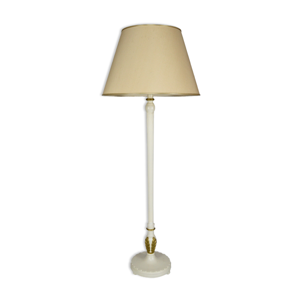 Art Deco Floor Lamp In White And Gilded Painted Wood 1925 Selency Art Deco Floor Lamp In White And Gilded, Art Deco Lamp Base White