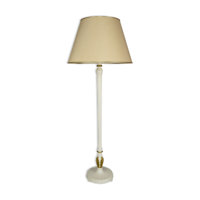 Lampadaire Art Déco en bois peint blanc et doré, 1925