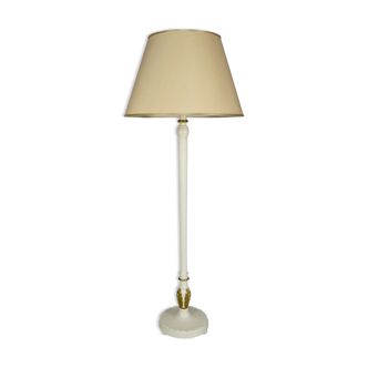 Art Deco floor lamp in white and gilded painted wood, 1925