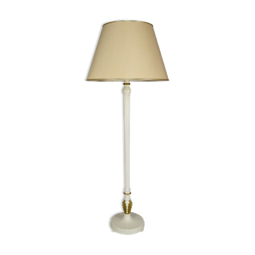 Lampadaire Art Déco en bois peint blanc et doré, 1925