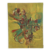 Huile sur toile composition moderne par François de Chabot 1960-70