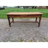 19th century country farmhouse table in walnut and pine, with 3 drawers
