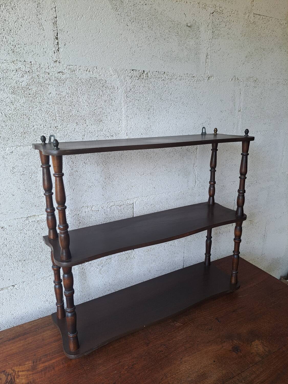 Vintage turned wood wall shelf