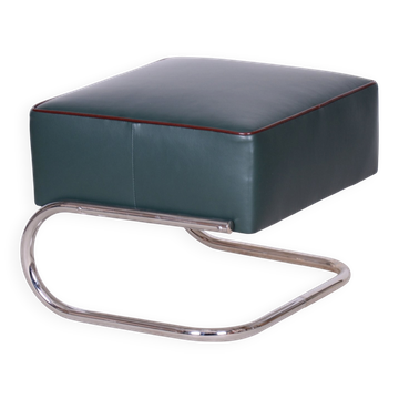 Czech Bauhaus Ottoman in Chrome, Steel and Leather by R Slezák for Slezak Factories, 1930s