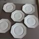 Set of 6 dessert plates in white Limoges porcelain octagonal shape