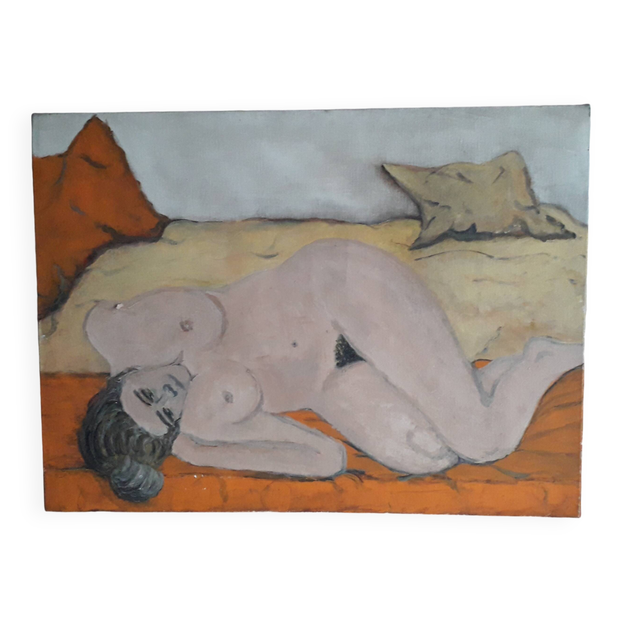 Old oil painting on canvas.