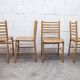 Danish ensemble transformable table 114 cm / 154 + 4 modernist chairs from the 1970s.