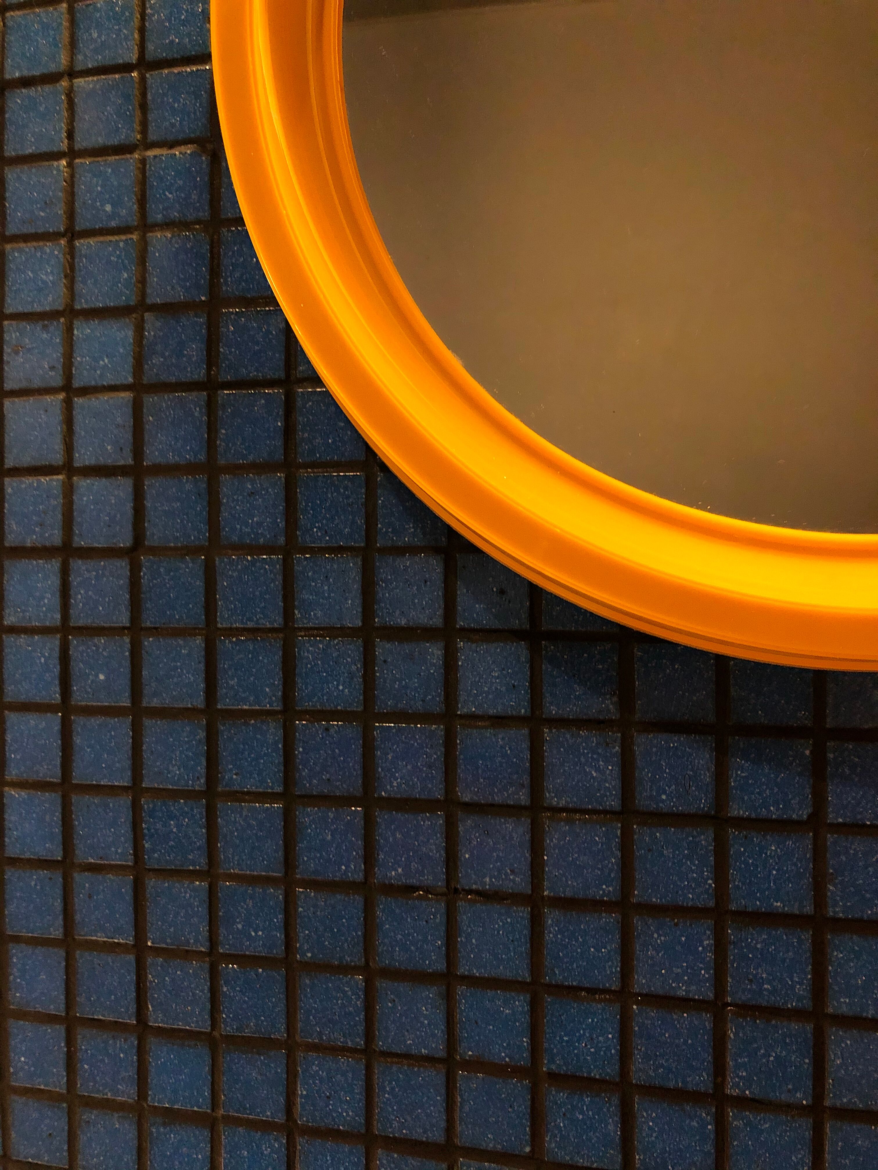 Vintage orange round mirror 31cm