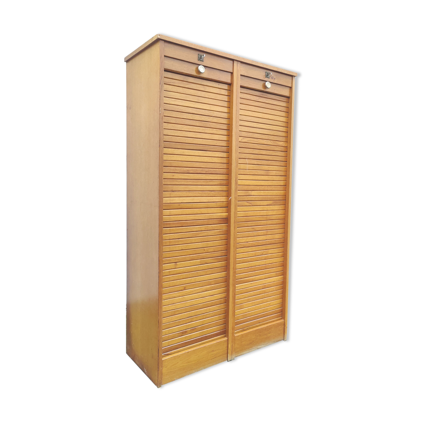Double curtain binder cabinet