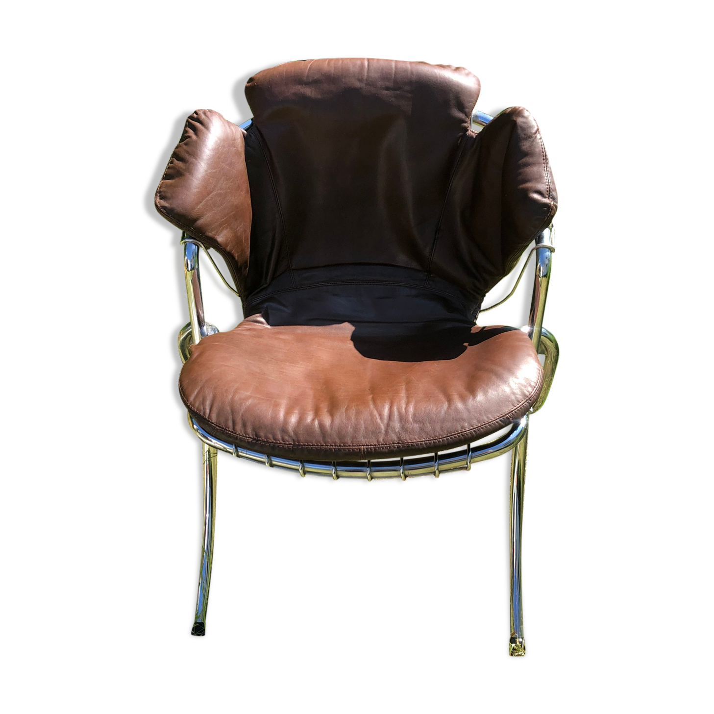 Leather chair model Lynn Gastone Rinaldi for Rima
