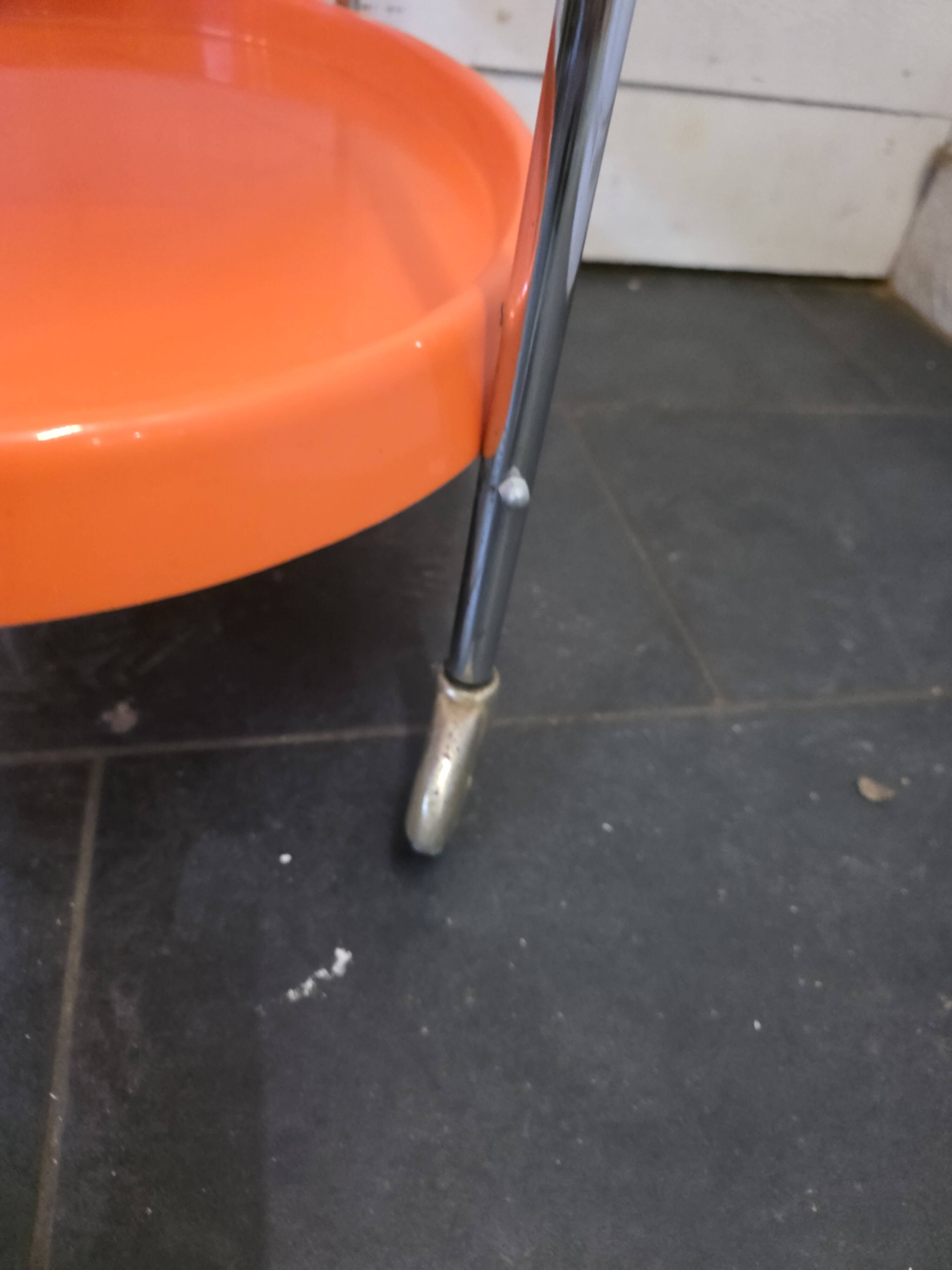 Orange rolling trolley from the 70s