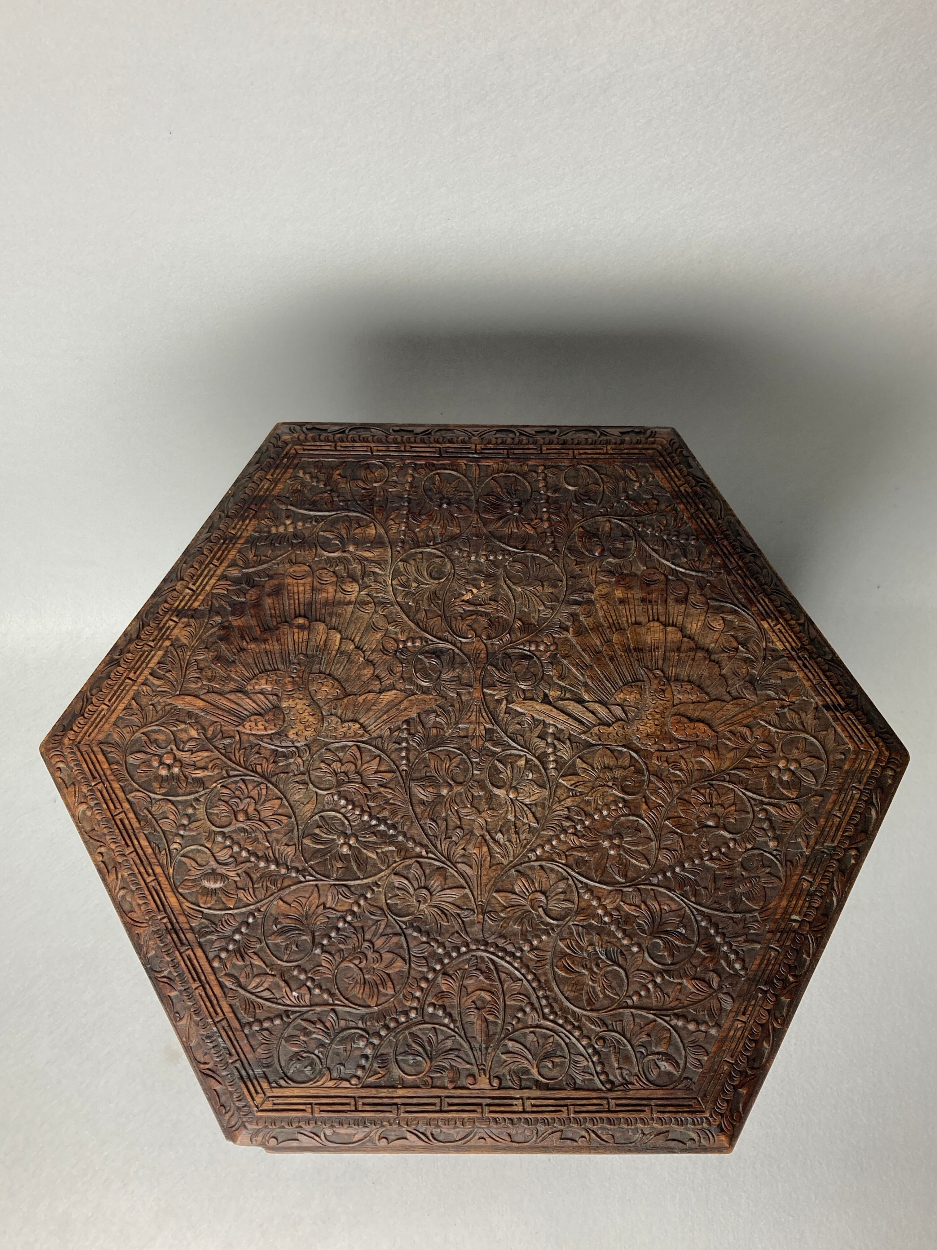 Antique 19th century burmese hand carved side or end table