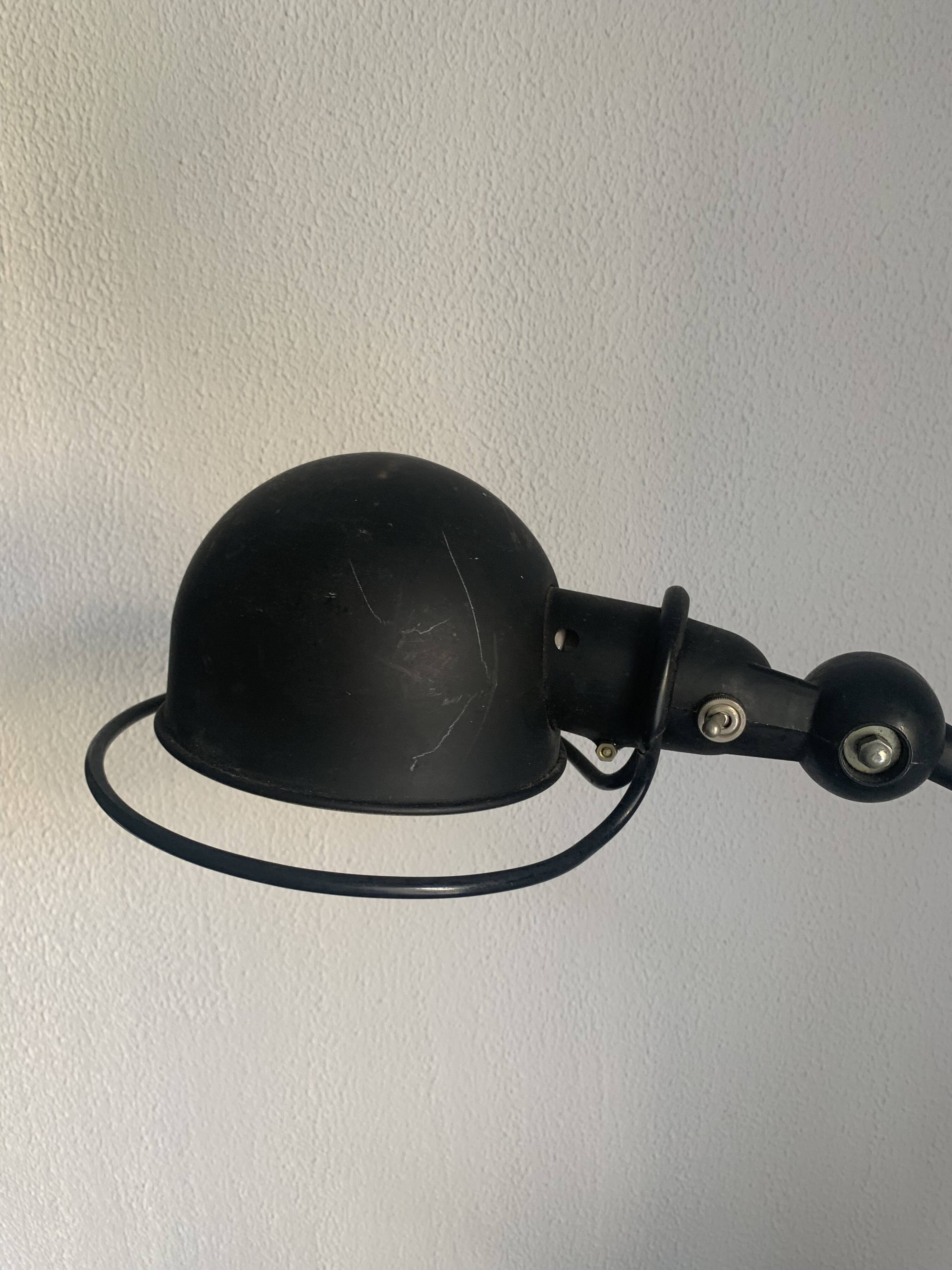 Lampe vintage 1980 Jielde 2 bras noire mat d'origine - 100 cm