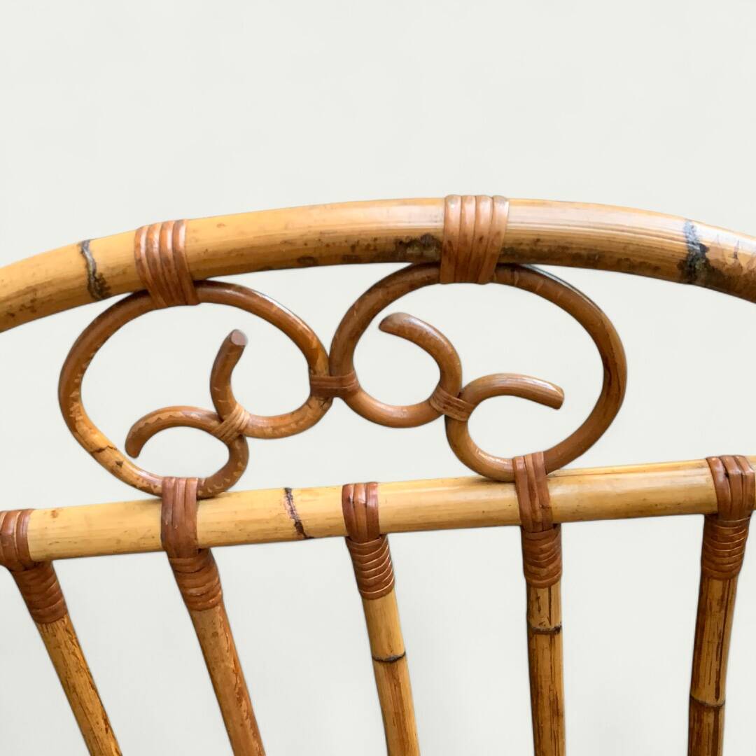 Vintage rattan baby bed 1960