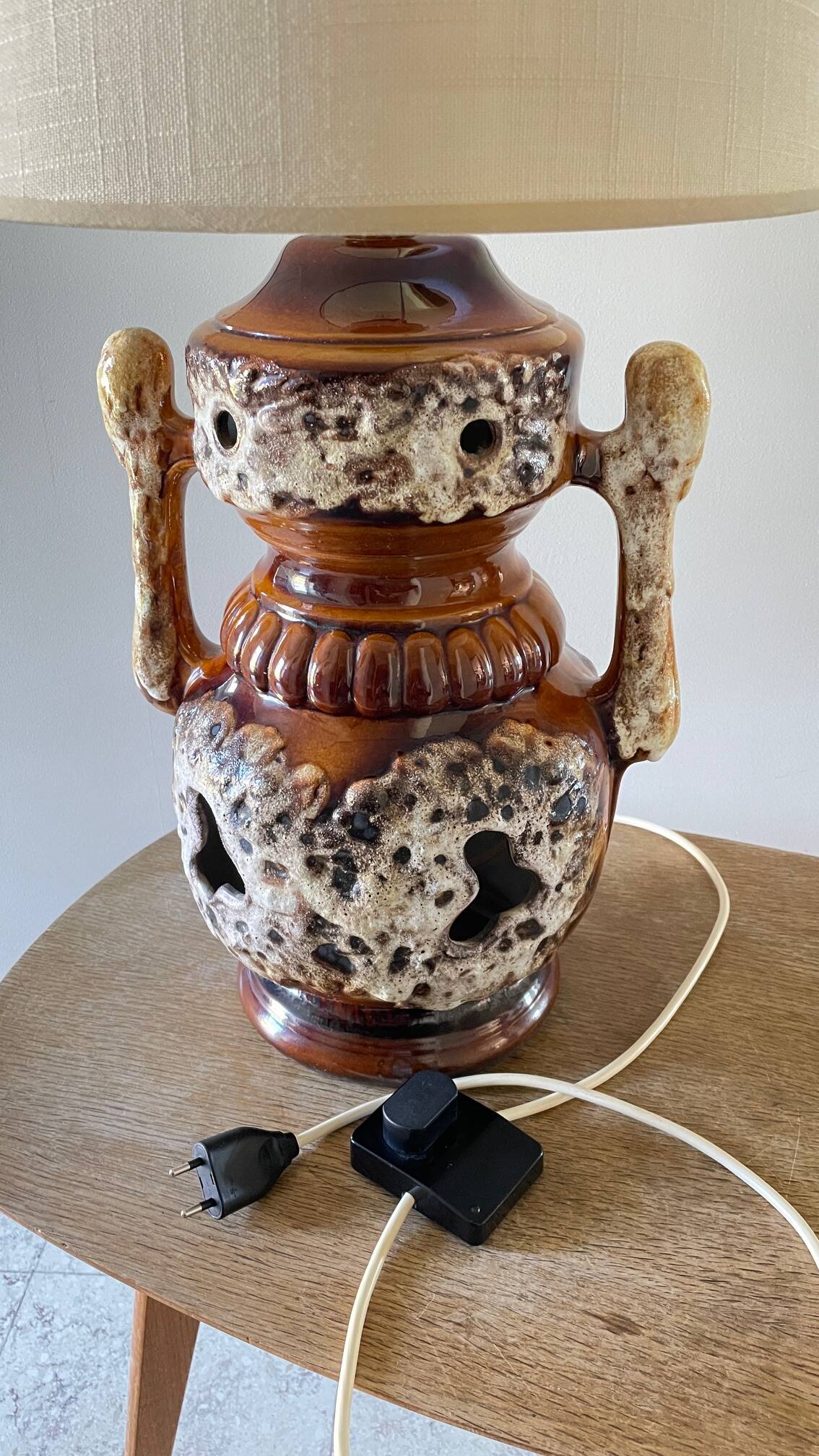 Lamp ceramic fat lava double lighting 70s