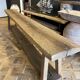 Tall console table in solid antique oak - 335cm long
