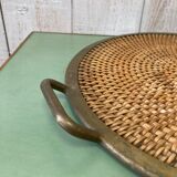 Wicker & brass tray
