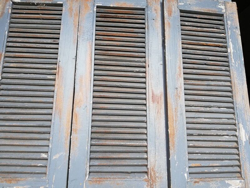 Lot 3 shutters door door carved painted patinated