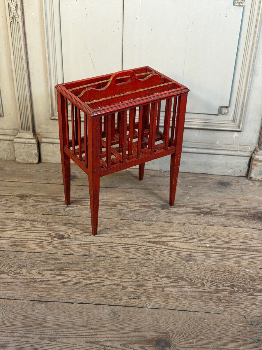 Wooden magazine rack, red patina, England circa 1900