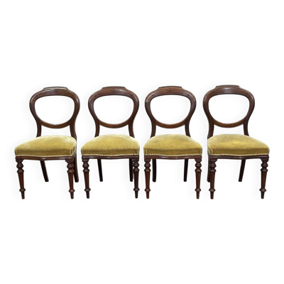 Suite de 4 chaises anglaises Victoriennes 19ème en Acajou