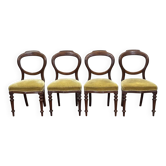 Set of 4 Victorian English chairs, 19th century, in mahogany