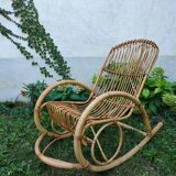 Rocking chair vintage rattan Rohé Noordwolde