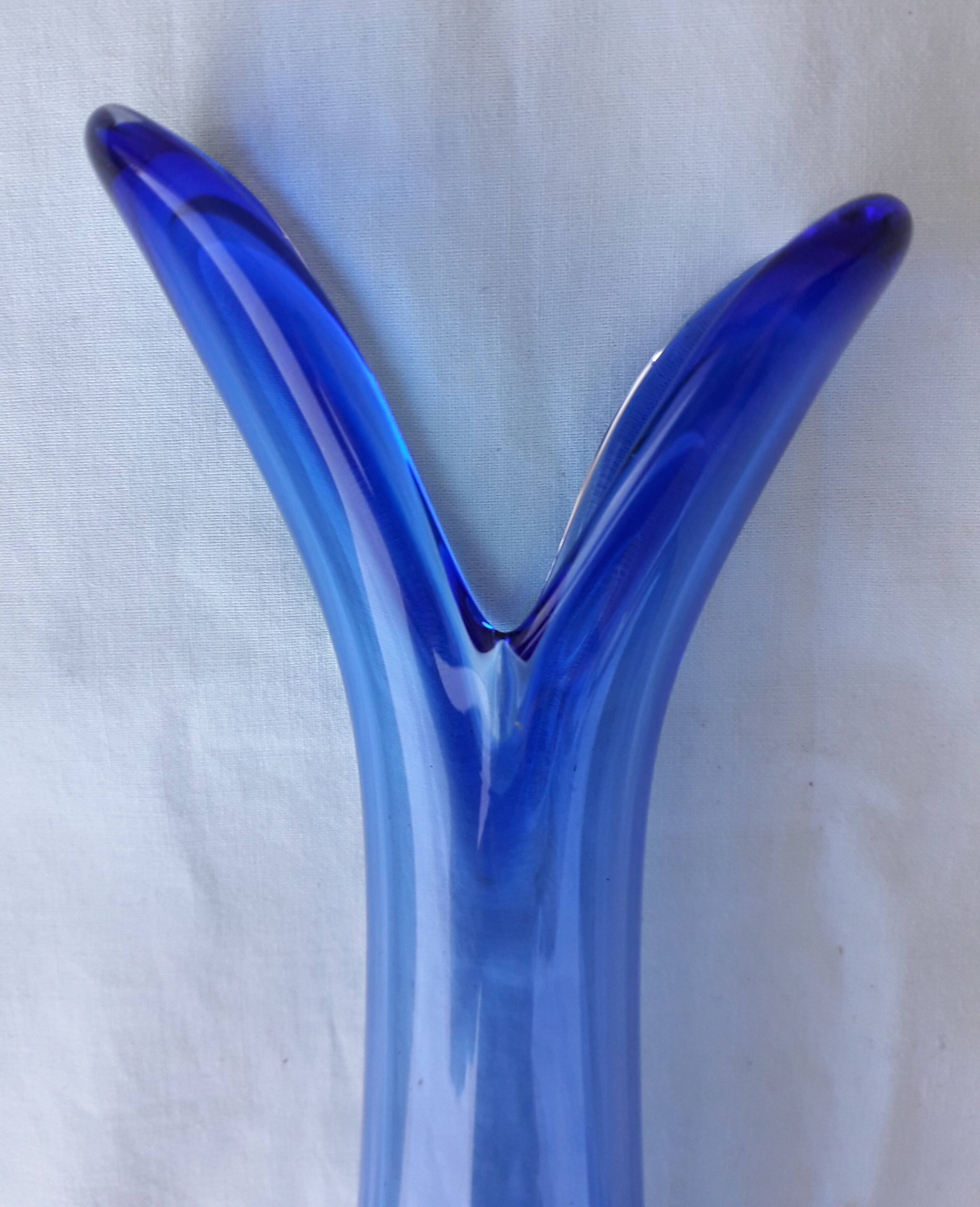 blue glass vase