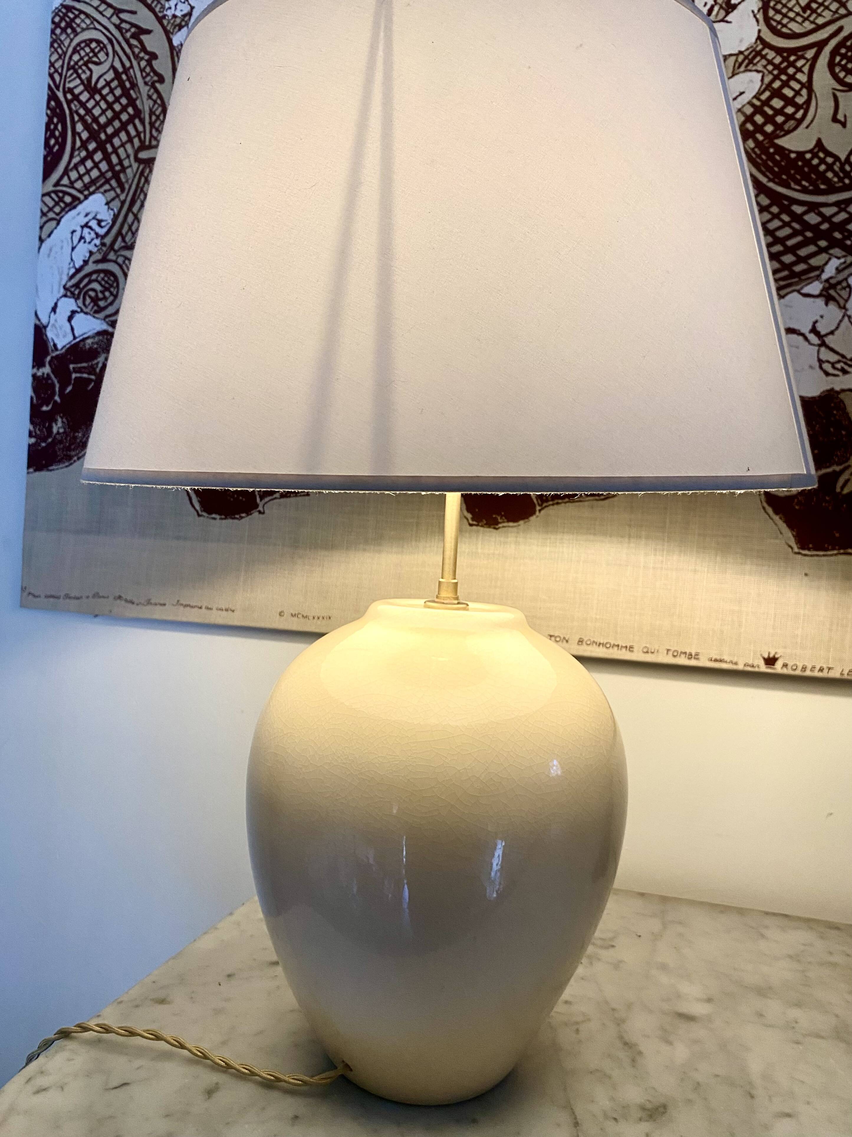 Earthenware lamp, fabric cable, fabric lampshade