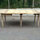 Round extendable dining table with flaps, stripped in raw oak, with 4 extensions.