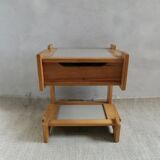 Constructivist style bedside table in elm, 1970s