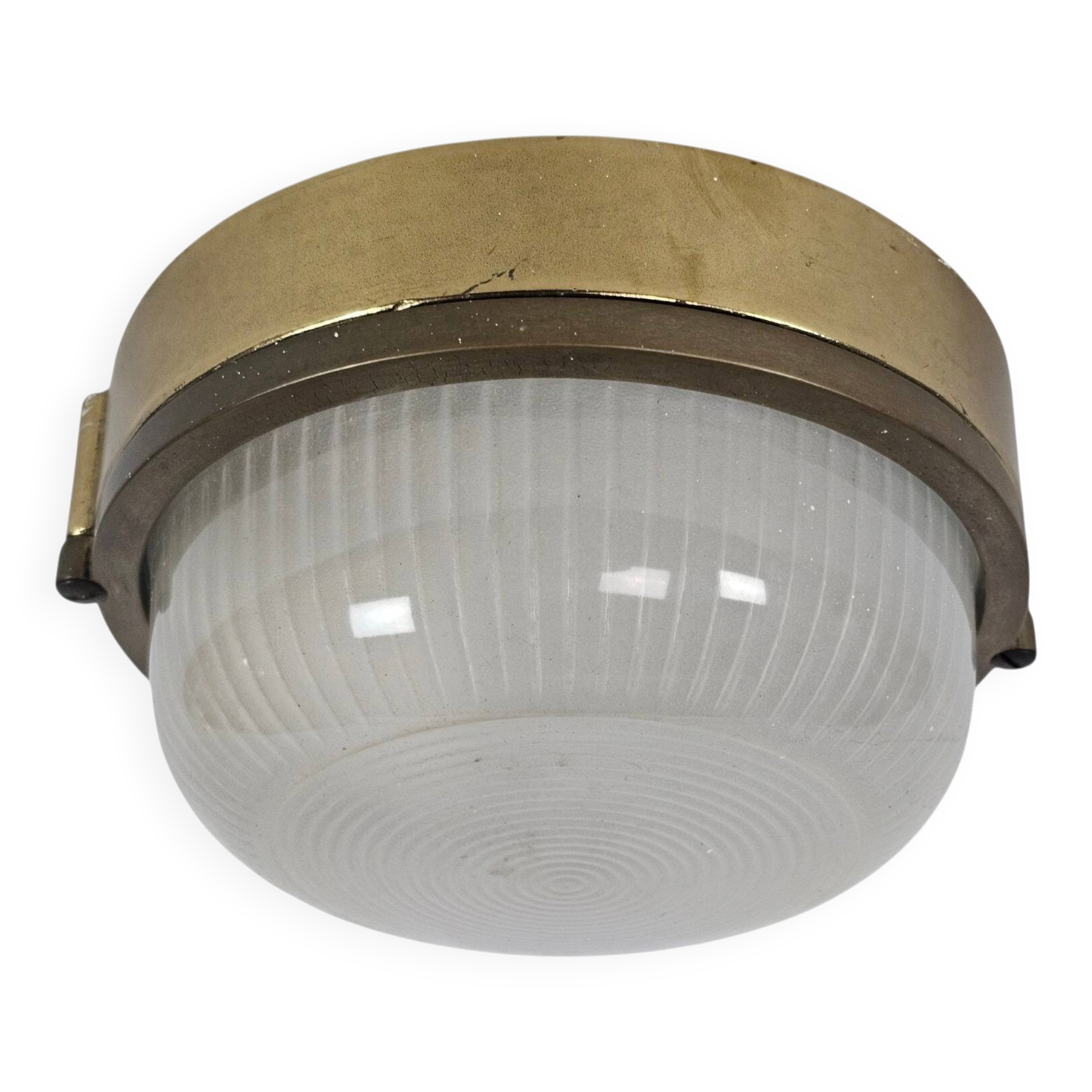 Lampe de navire - Lampe à œil de bœuf - laiton - verre - lampe murale - solide - années 80