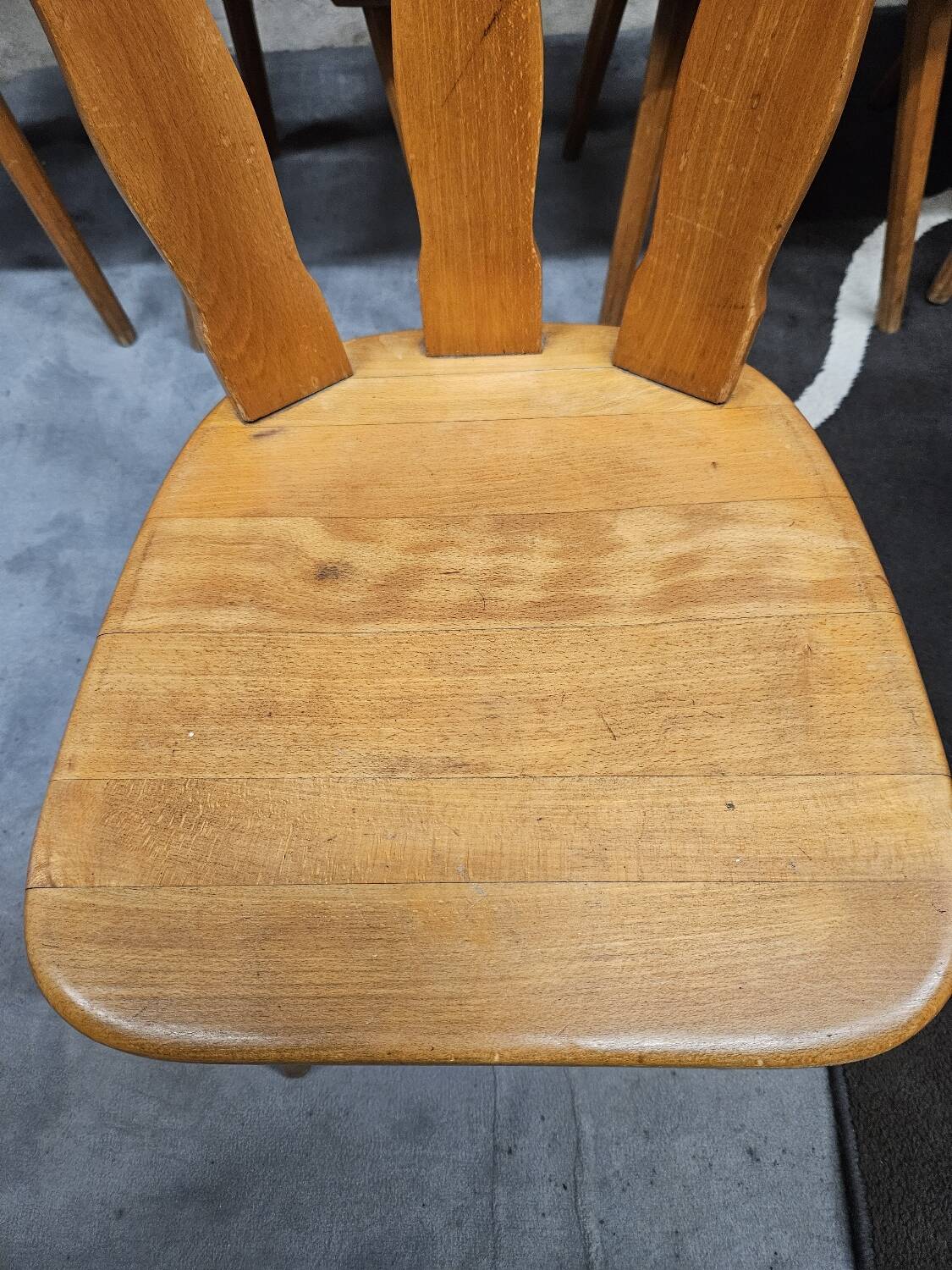 12 wooden bistro chairs, 1970