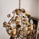 Chandelier hand-forged Hollywood Regency rose leaf decorations