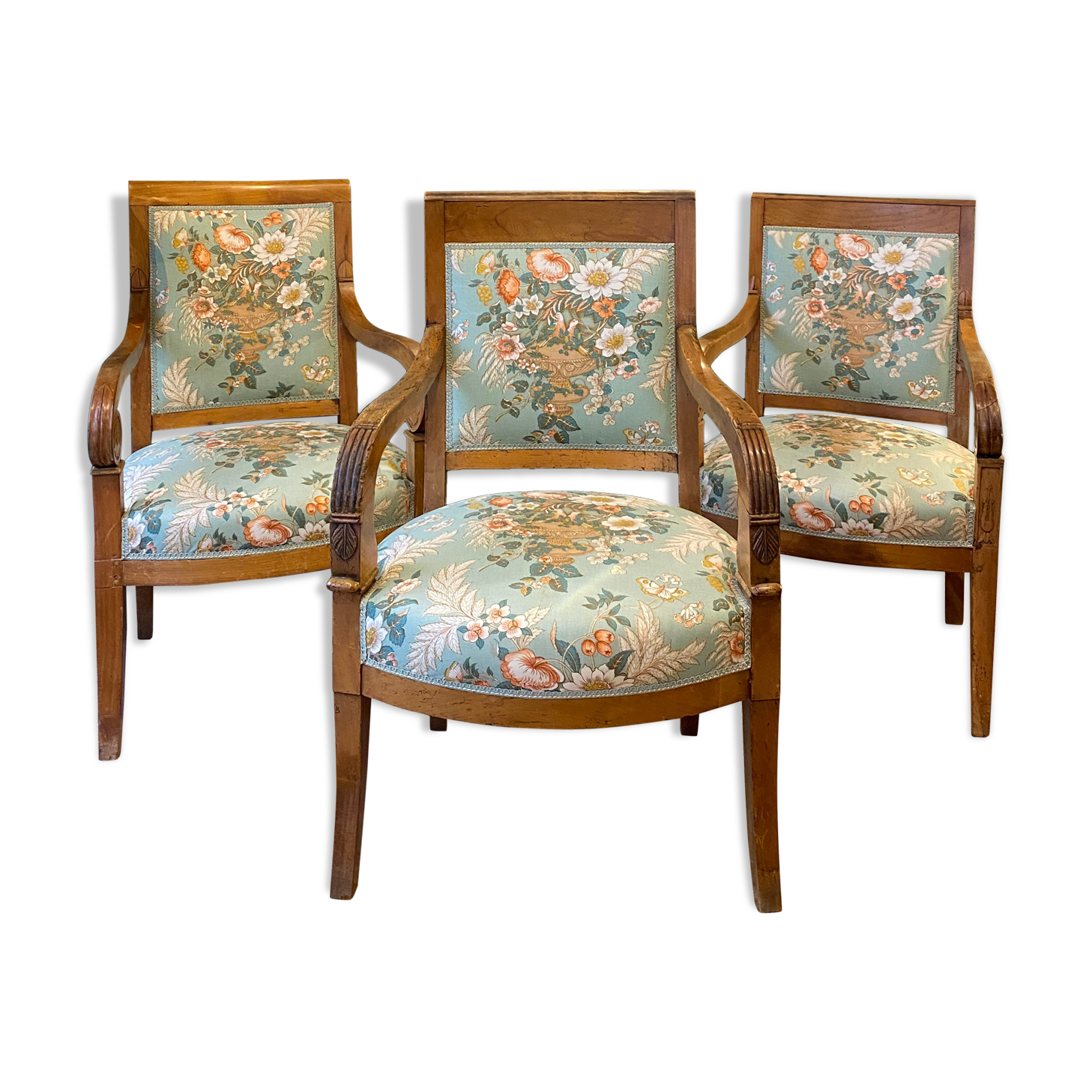 Suite of three antique armchairs