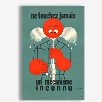 Reproduction affiche de sécurité année 1950 "ne touchez pas"