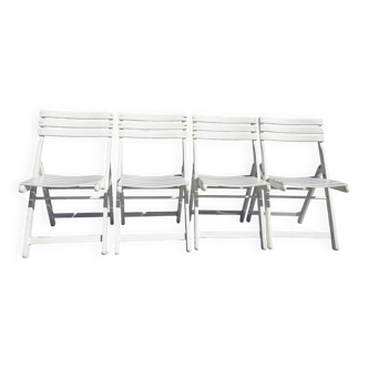Vintage white wooden chairs by Dejou