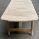 Extendable dining table in solid elm, Maison Regain brutalist 70s.