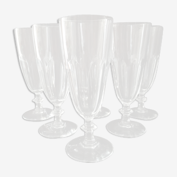 Set of 6 crystal champagne flutes