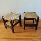 Pair of handcrafted stools from Friuli in carved wood, Italy, circa 1960.