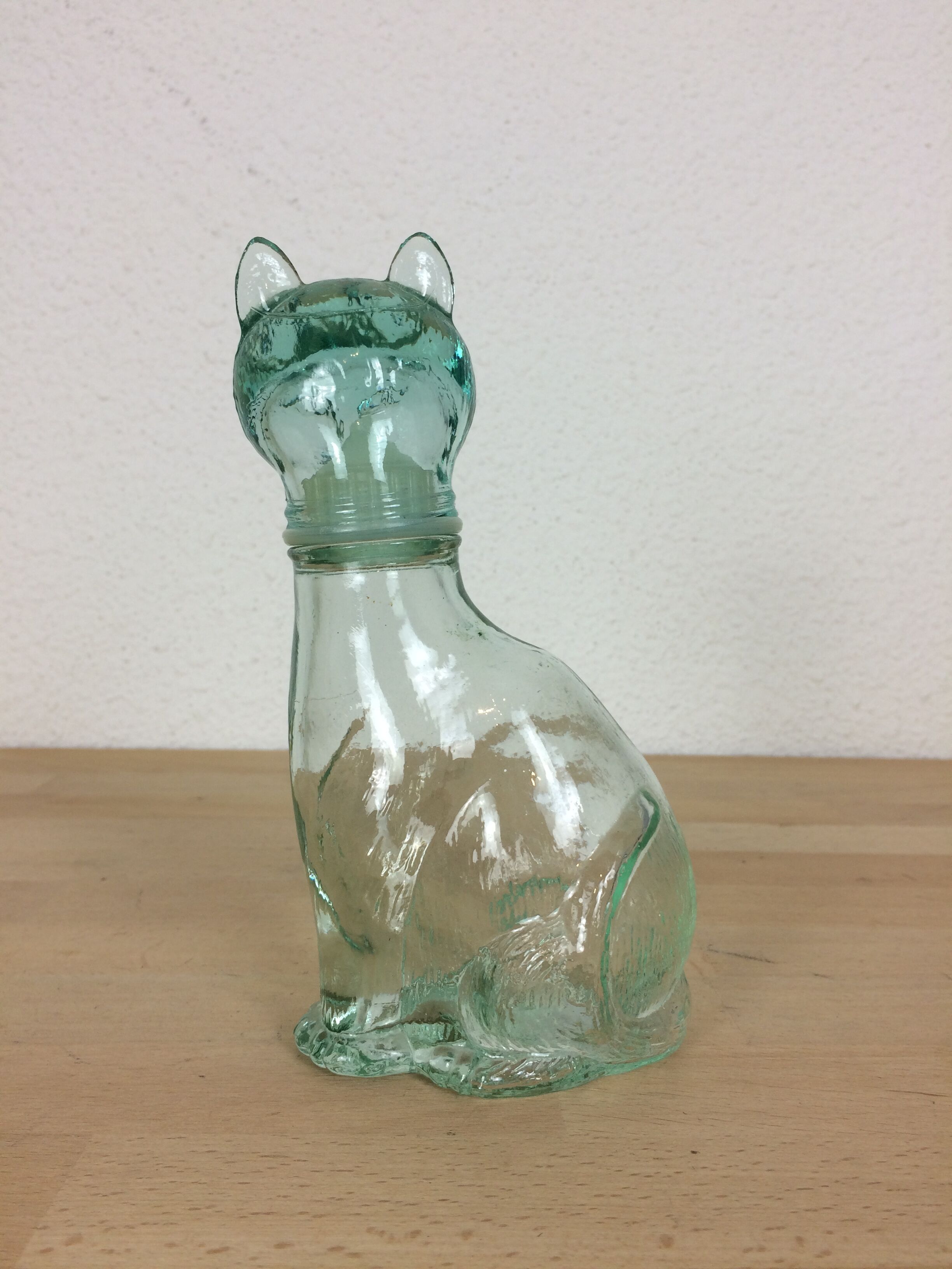 Zoomorphic bottle, glass cat