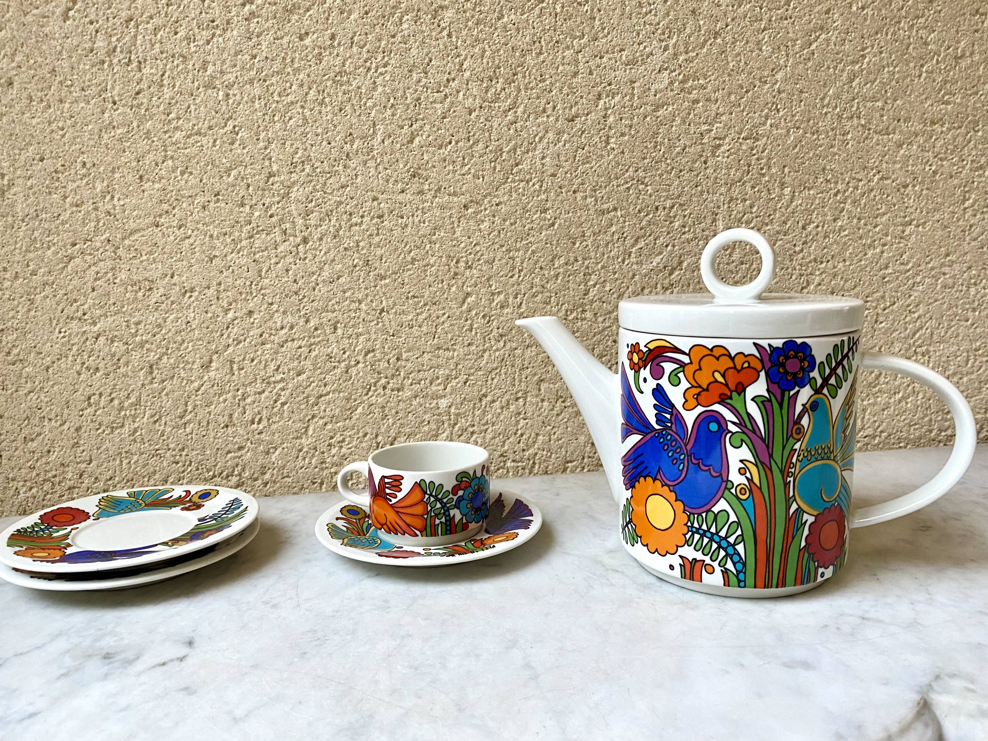 Coffee maker and ceramic coffee cup Villeroy and Boch Acapulco vintage 70s