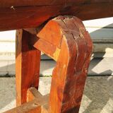 Pair of farm benches, solid wood, brutalist