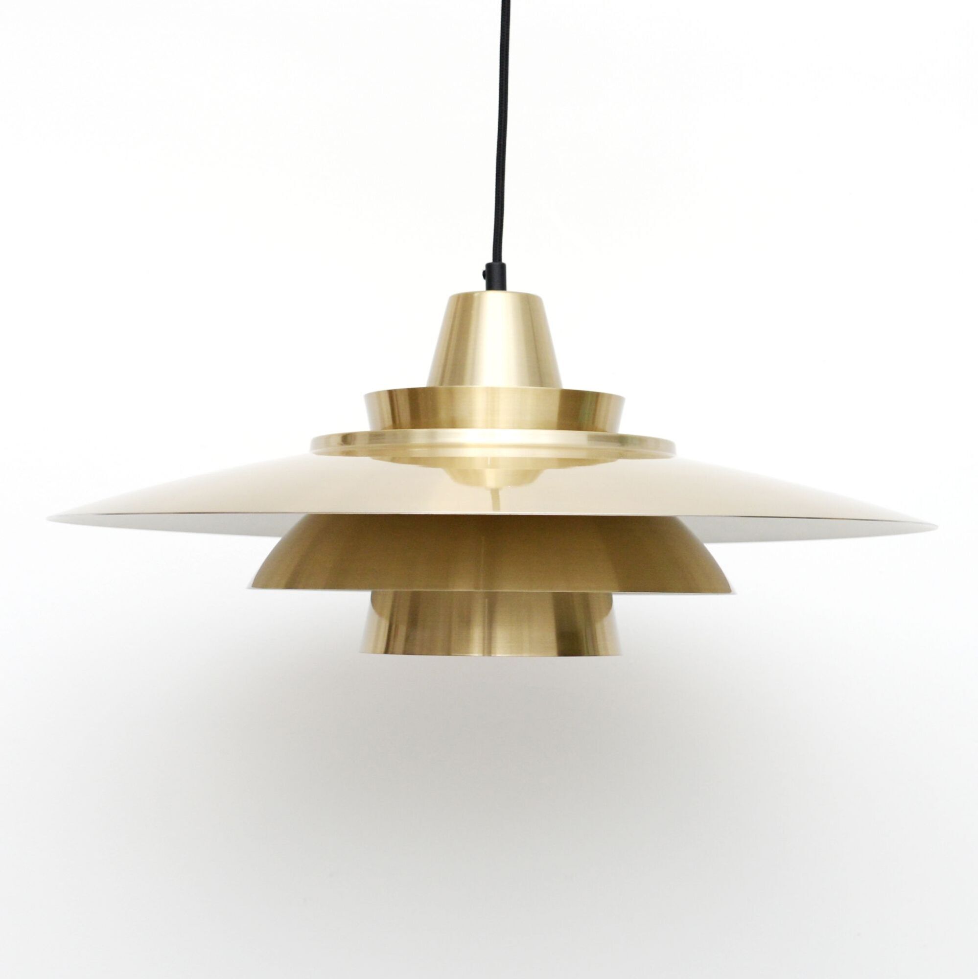 Vintage pendant lamp in golden brass, danish 1970s