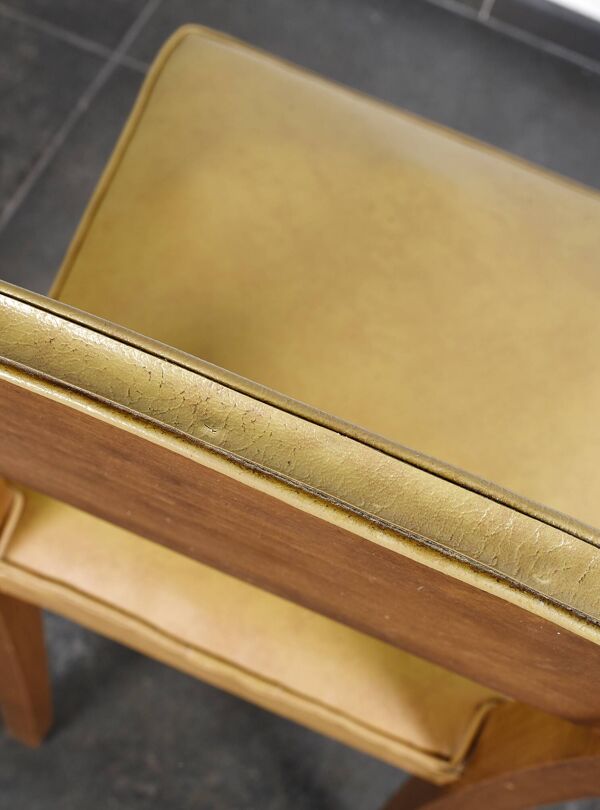 4 chaises vintage en cuir (jaune/ocre)