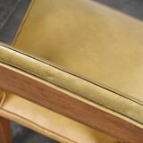 4 chaises vintage en cuir (jaune/ocre)