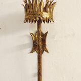 Wrought iron and gold leaf wall light. Spain, 1950s.