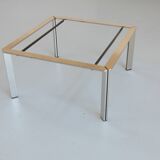 Chrome and travertine coffee table, Artelano France, 1980s.