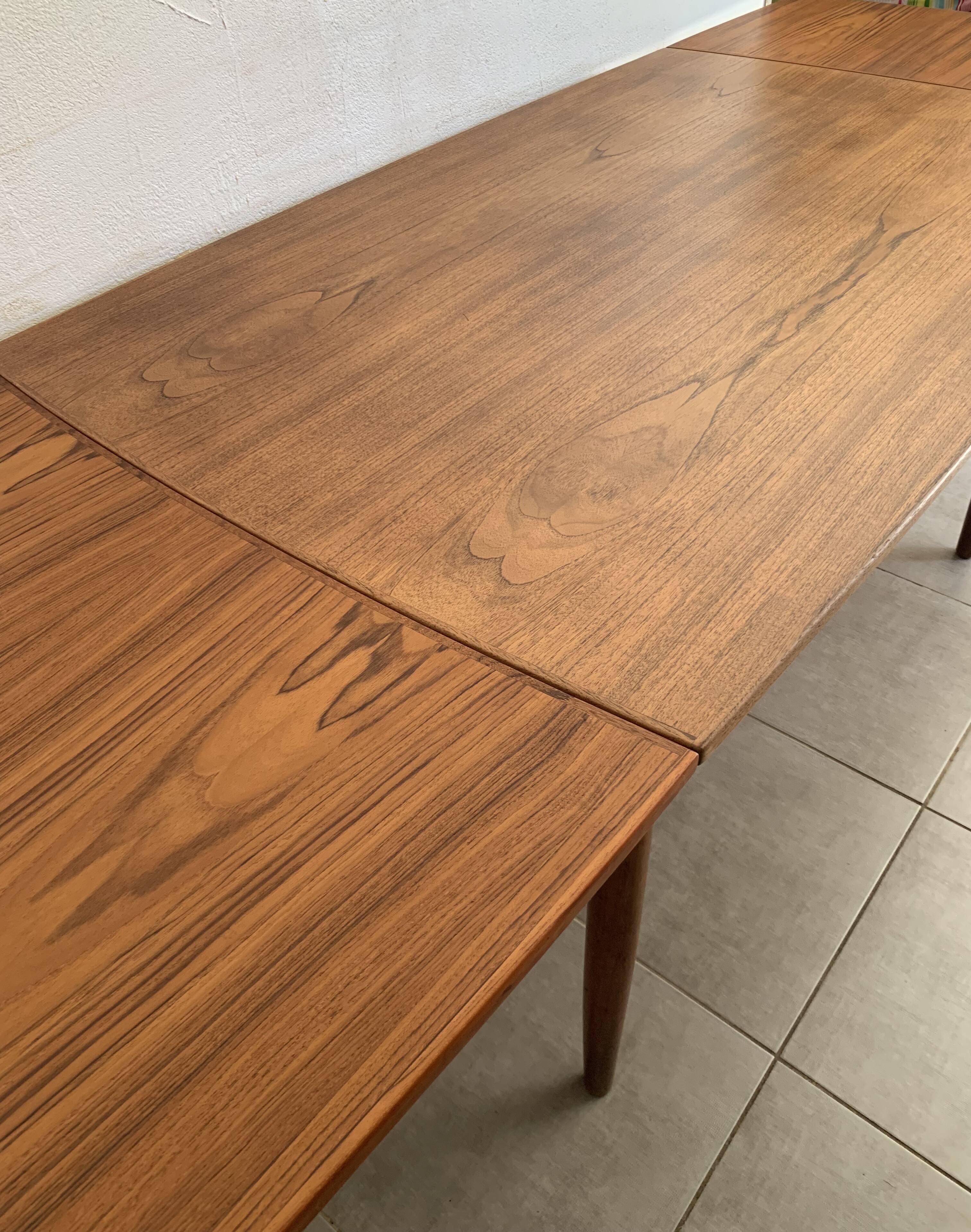 Vintage Danish dining table from the 60s extendable teak